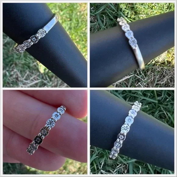 Vintage Diamond Ring Size 7 Half Infinity Starburst MP Sterling Silver 925 - Picture 10 of 12